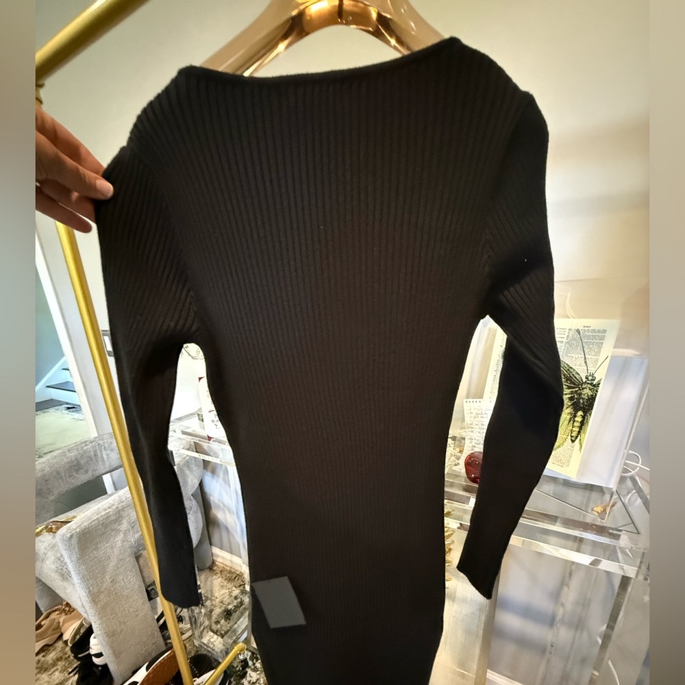 Lulu's Black Ribbed Midi Zippered Dress (NWT) - Picture 6 of 8